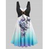Robe en Couleur Ombrée Fleurie à Imprimé Papillon - multicolor L