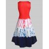 Plus Size Sleeveless Tie Dye Ombre Midi Dress - RED 3X