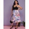 Plus Size Floral Print Ruched Midi Dress - multicolor 5X