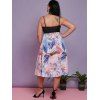 Plus Size Floral Print Ruched Midi Dress - multicolor 5X