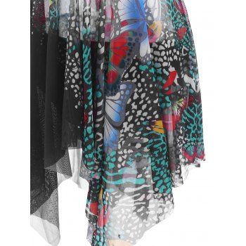 Buy Bohemian Sheer Mesh Butterfly Modest Swimsuit Handkerchief Halter Tankini Swimwear. Picture