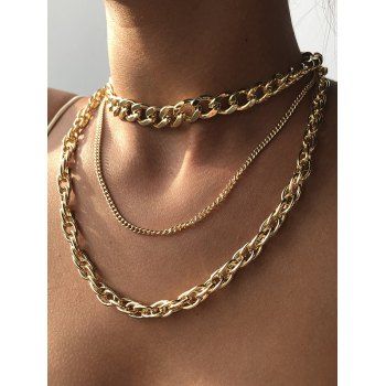 3Pcs Thick Chain Hip Hop Necklace Set
