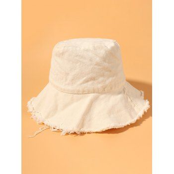

Raw Hem Cotton Bucket Hat, Beige