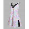 Robe de Nuit à Bretelle en Dentelle Insérée Teintée de Grande Taille - Violet clair L