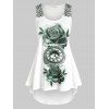 Débardeur Fluide Style Haut-Bas à Imprimé Floral Grande-Taille - Blanc 3X
