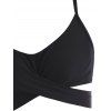 Tummy Control Bikini Swimsuit Tropical Bathing Suit Leaf Wrap Tied Back Beach Swimwear - BLACK XXL