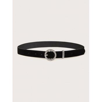 

Round Rhinestone Pin Buckle Belt, Black