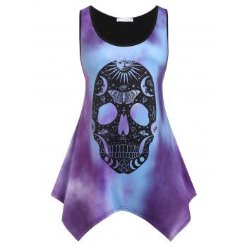 

Plus Size Skull Tie Dye Print Handkerchief Tank Top, Multicolor