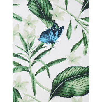 Buy Tropical Leaf Butterfly Print O Ring Zipper Dress. Picture