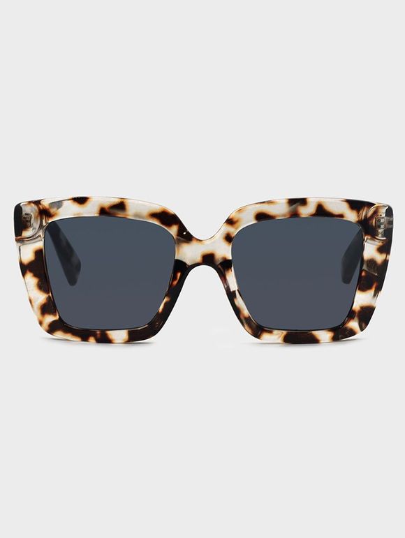 Lunettes de Soleil de Voyage Rétro Motif de Tortue Carrées - Noir Naturel 