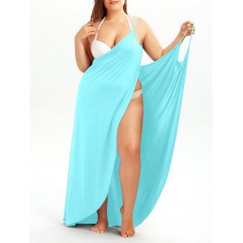 

Plus Size Convertible Wrap Beach Cover Up Dress, Light blue
