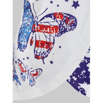 American Flag Stars Butterfly Print Strappy Tank Top
