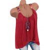 Flower Embroidered Pleated Tunic Tank Top - GREEN S