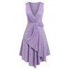 Robe Asymétrique Plongeante Nouée de Grande Taille - Pourpre 5X