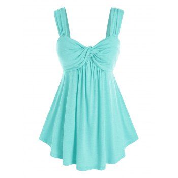 

Plus Size Sweetheart Neck Front Twist Tank Top, Light green