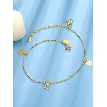 

Heart Flower Bell Charm Anklet, Golden