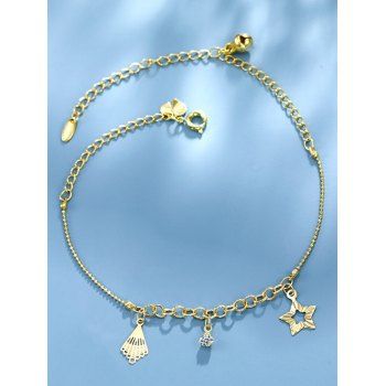 

Star Rhinestone Bell Charm Anklet, Golden