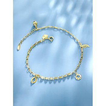 

Leaf Heart Bell Charm Anklet, Golden