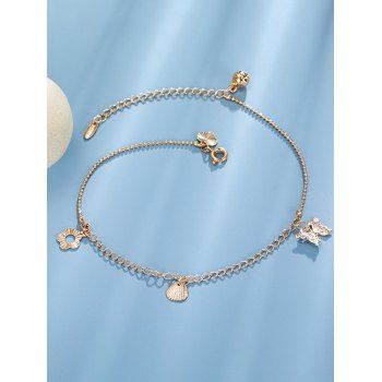 

Butterfly Flower Heart Charm Ankelet, Rose gold