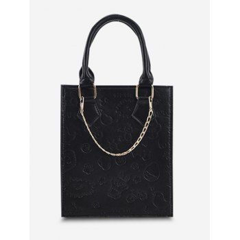 

Embossed Chain Double Handle Tote Bag, Black