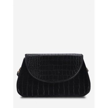 

Embossed Binding Faux Leather Shoulder Bag, Black