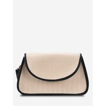 

Embossed Binding Faux Leather Shoulder Bag, Beige