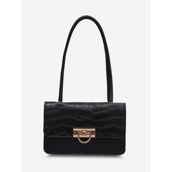 

Animal Embossed Faux Leather Shoulder Bag, Black