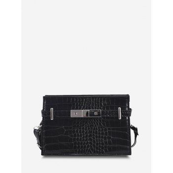 

Embossed Belt Embellished Crossbody Bag, Black