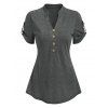 T-shirt Chiné Boutonné à Manches Courtes - Gris L