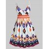 Robe Superposée à Imprimé Losange à Bretelle de Grande Taille - Blanc 2X
