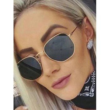 

Irregular Frame Anti UV Metal Sunglasses, Champagne gold