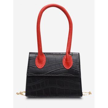 

Embossed Top Handle Chain Bag, Black