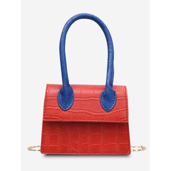 

Embossed Top Handle Chain Bag, Red