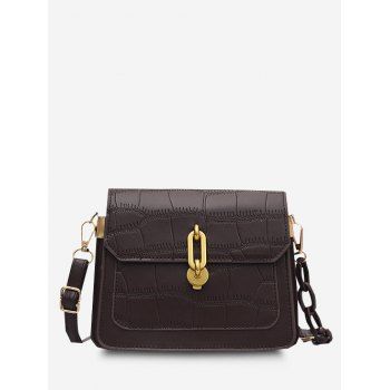 

Half Chain Embossed Shoulder Bag, Deep brown