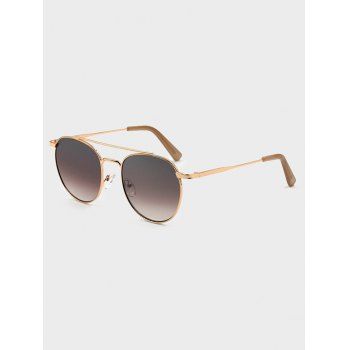 

Crossbar Round Frame Metal Sunglasses, Golden