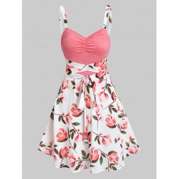 

Crisscross Floral Print Tied Dress, Light pink