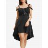 Robe Mi-Longue Haute Basse Harnais Inséré sans Manches - Noir M