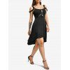 Robe Mi-Longue Haute Basse Harnais Inséré sans Manches - Noir XL