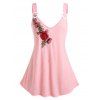 Débardeur Plongeant Applique Fleur Brodée de Grande Taille - Rose clair 4X