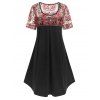 Robe Longueur à Genou Brodée de Grande Taille - Noir 3X