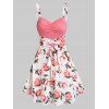 Robe d'Eté Nouée Croisée Fleurie Imprimée en Ligne A - Rose clair L