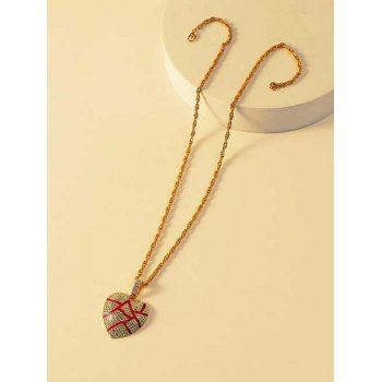 

Cracked Heart Pendant Rhinestone Necklace, Golden