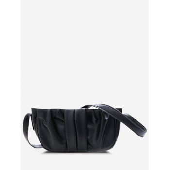 

Ruched Faux Leather Shoulder Bag, Black