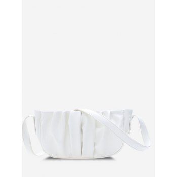 

Ruched Faux Leather Shoulder Bag, White