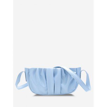 

Ruched Faux Leather Shoulder Bag, Denim blue