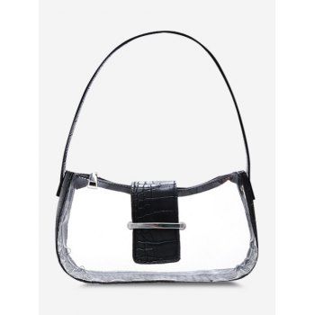

Transparent Embossed Belt Shoulder Bag, Black