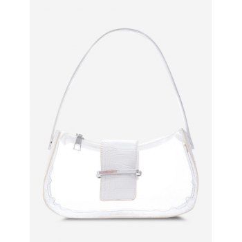 

Transparent Embossed Belt Shoulder Bag, White