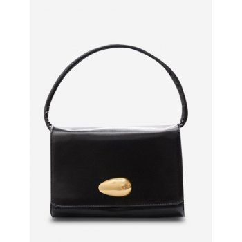 

Solid Flap Square Tote Bag, Black
