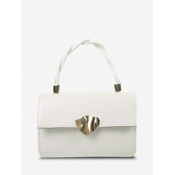 

Embossed Twist Handle Chain Crossbody Bag, White