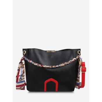 

Scarf Chain Crossbody Bucket Bag, Black
